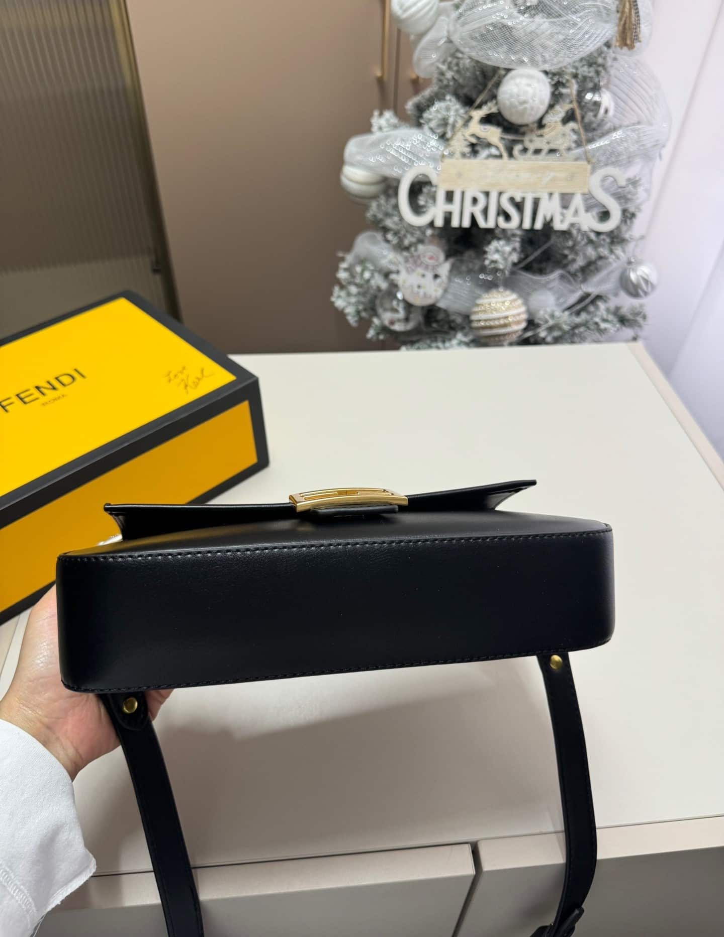 Fendi Baguette Bag Black Leather 25Cm/ 9.8 in