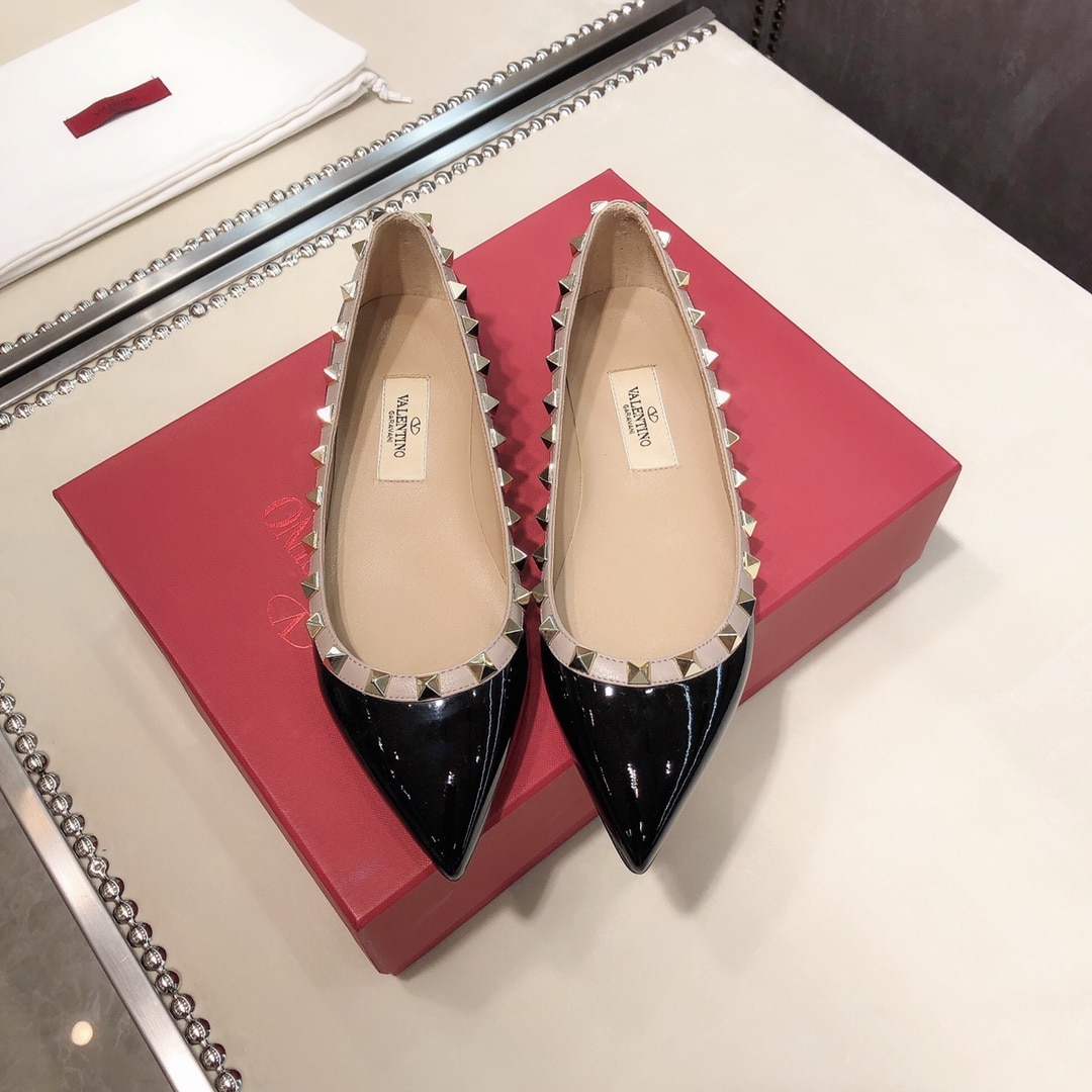 Valentino Patent Rockstud Ballet Flat Black Zw2S0403Vnwn91