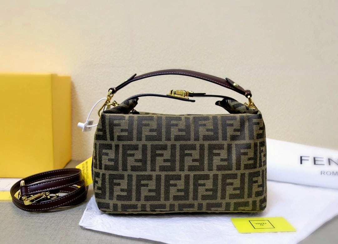 Fendi Zucca Jacquard Mini Pouch Bag Brown 27Cm