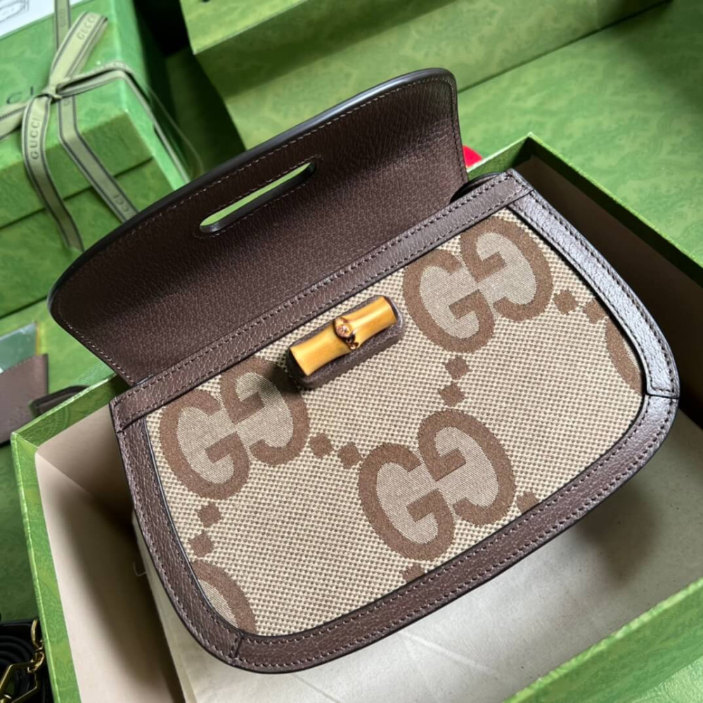 Gucci Bamboo 1947 Jumbo GG Small Top Handle Bag