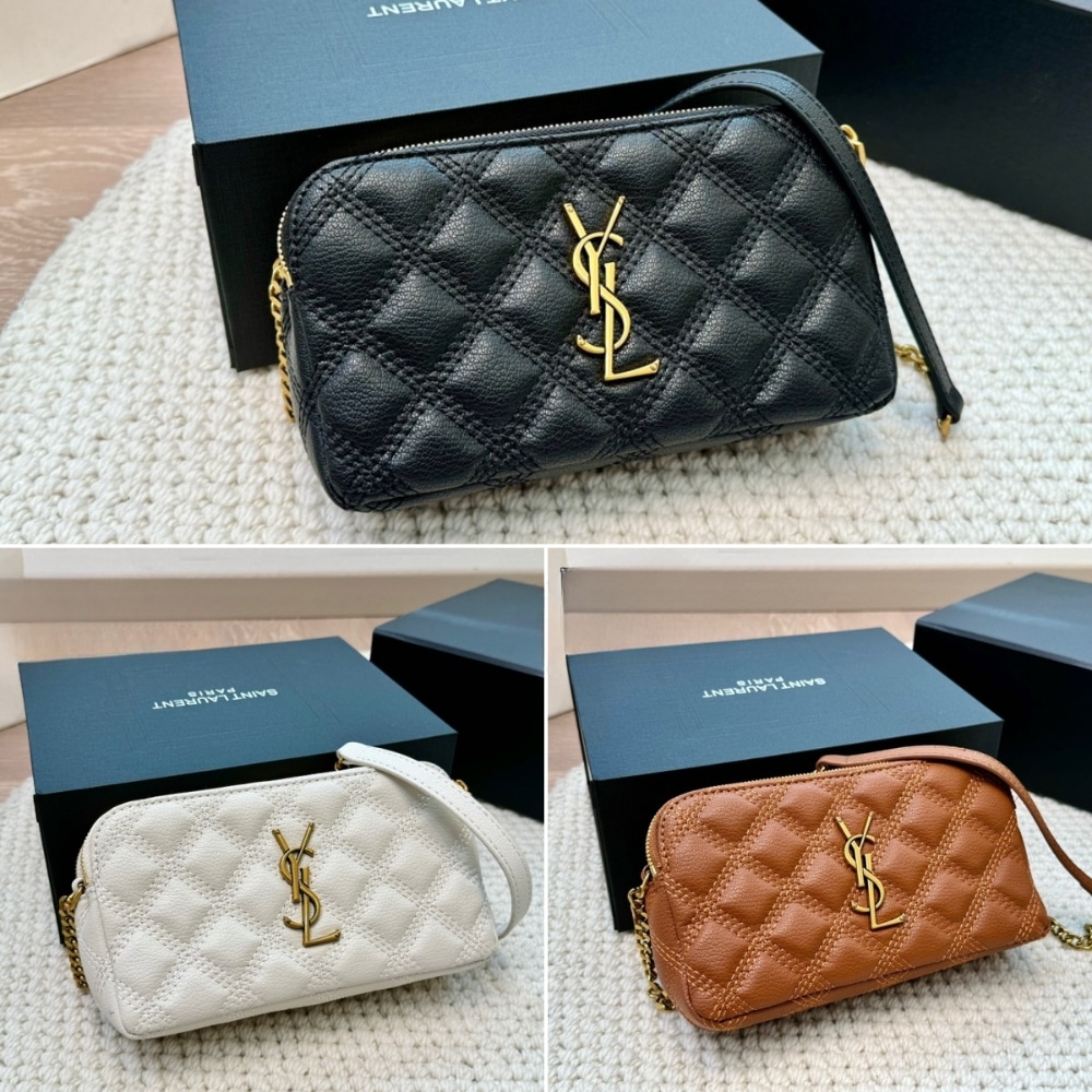 Saint Laurent Mini Becky Double Zip Bag White 20Cm