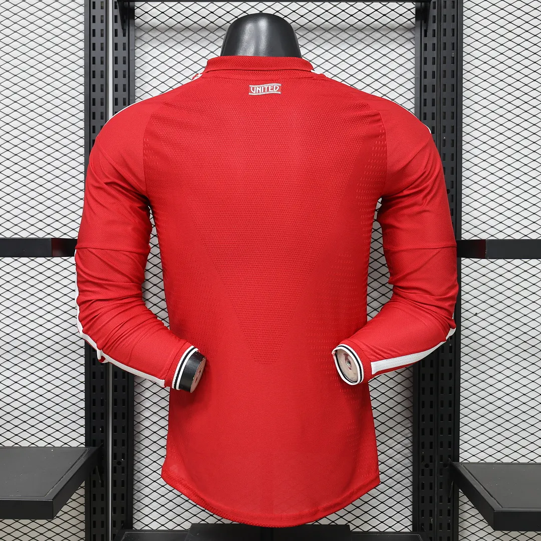 2026/27 Premier League Manchester United Team Home Football Jersey Player Version Long Sleeves - JerseyFun