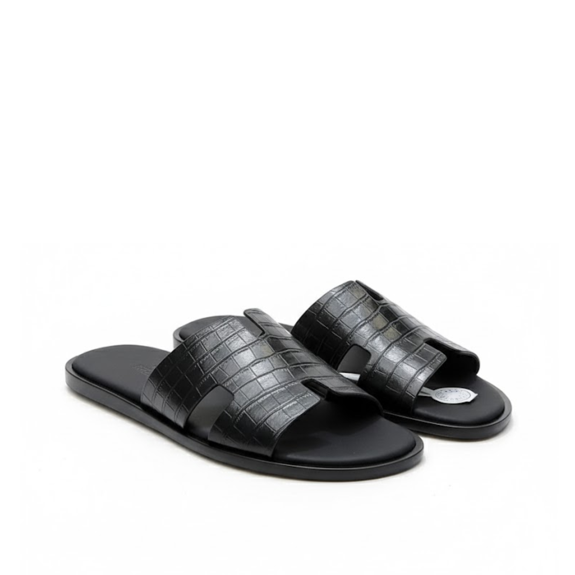 Hermès Black Crocodile Oran Sandals- Shoes for Men