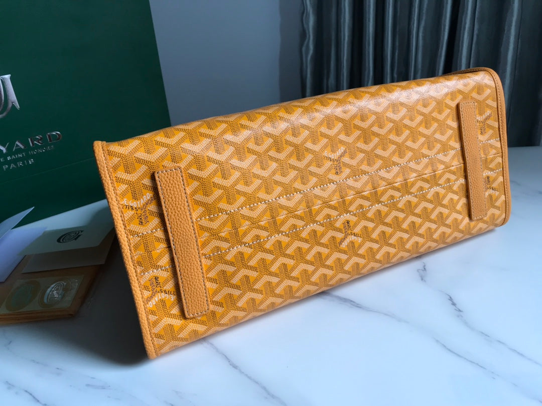 Goyard Hardy Pm Bag 40 Cm Yellow Goyardine Canvas And Taurillon Leather Trim