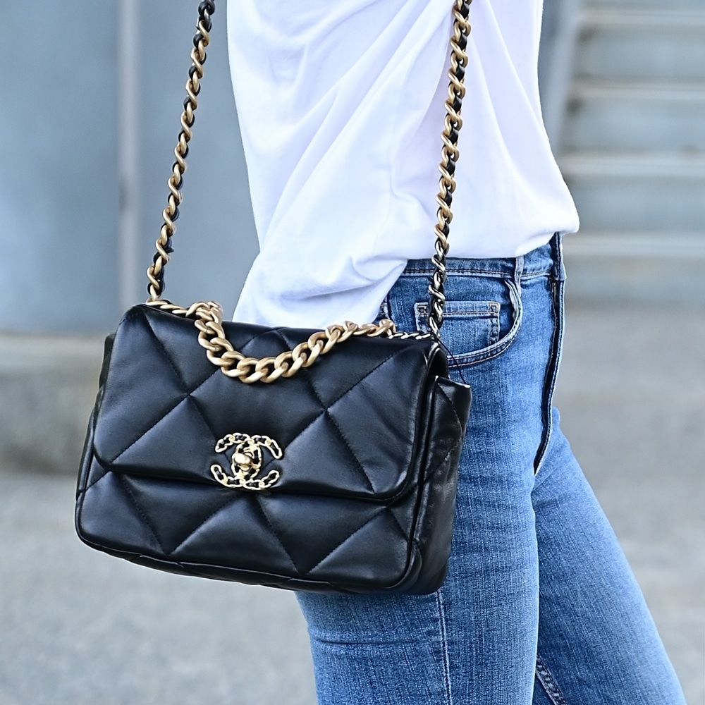 Chanel 19 Handbag Shiny Gold And Silver Tone Black 26Cm AS1160 B04852 94305
