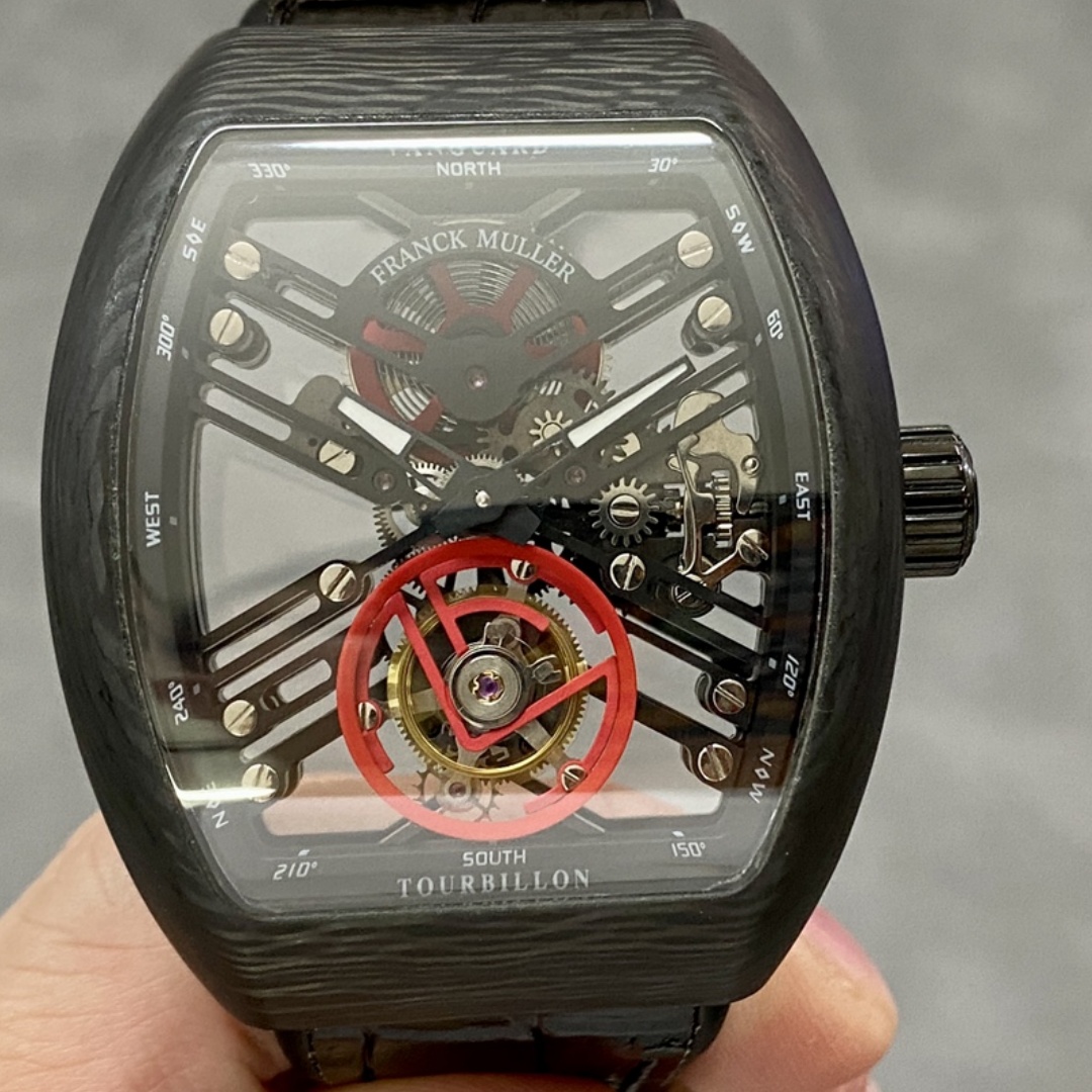 【Super Clone】Franck Muller Skeleton V45 T SQT Black Strap 35.6mm×40.6mm