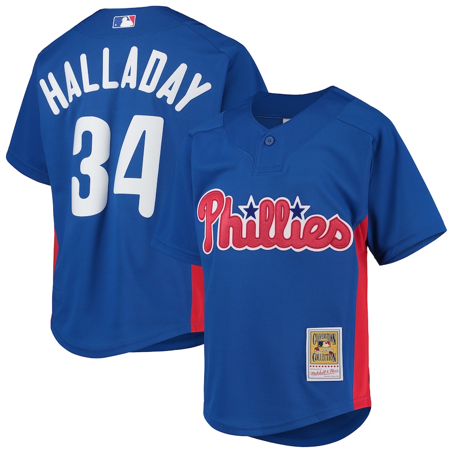 Roy Halladay Philadelphia Phillies Mitchell&Ness Youth Cooperstown Collection Mesh Batting Practice Jersey Royal