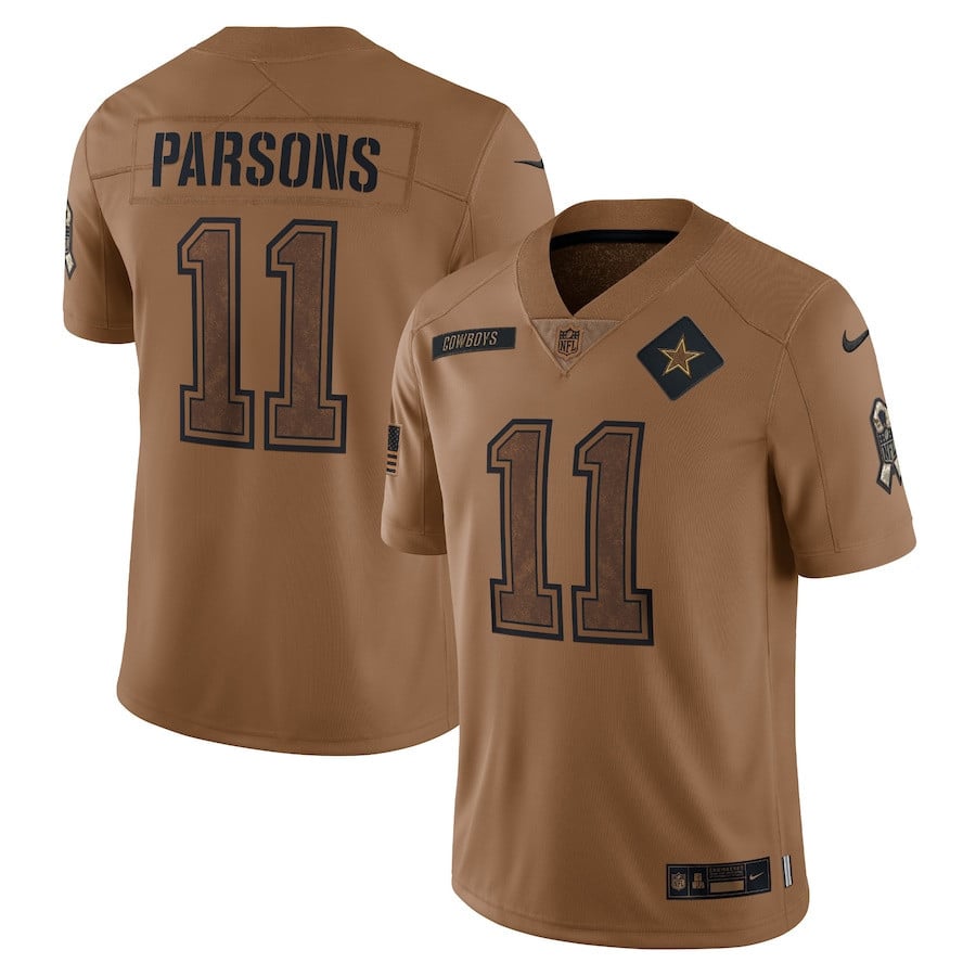 Micah Parsons 11 Dallas Cowboys 2023 Salute To Service Jersey - Brown