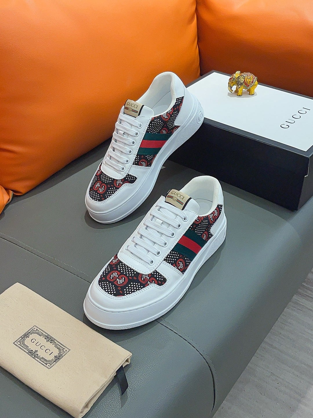 Gucci Screener Gg High Top Sneaker White With Red Logo