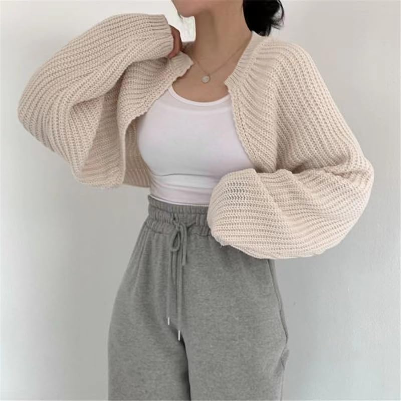 Women's Y2k Long Sleeve Open Front Crop Cardigan