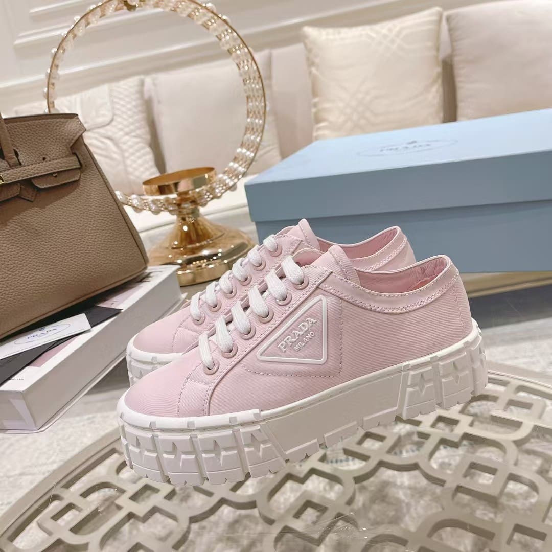 Prada Double Wheel Nylon Gabardine Sneaker Light Pink 1E260M3Lfxf0E18F050