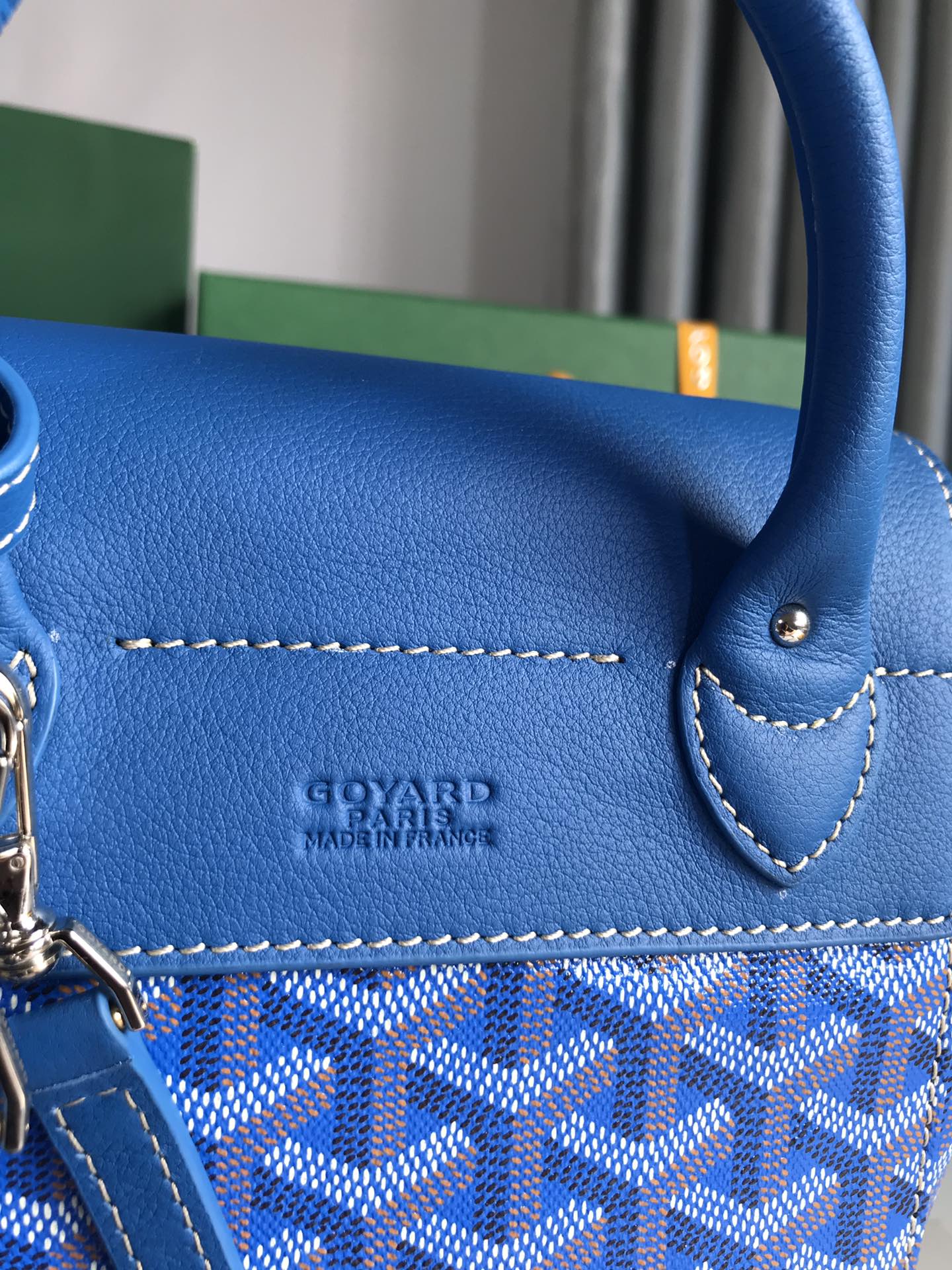 Goyard Alpin Mini Backpack 21 Cm Sapphire Blue Lambskin And Goyardine Canvas