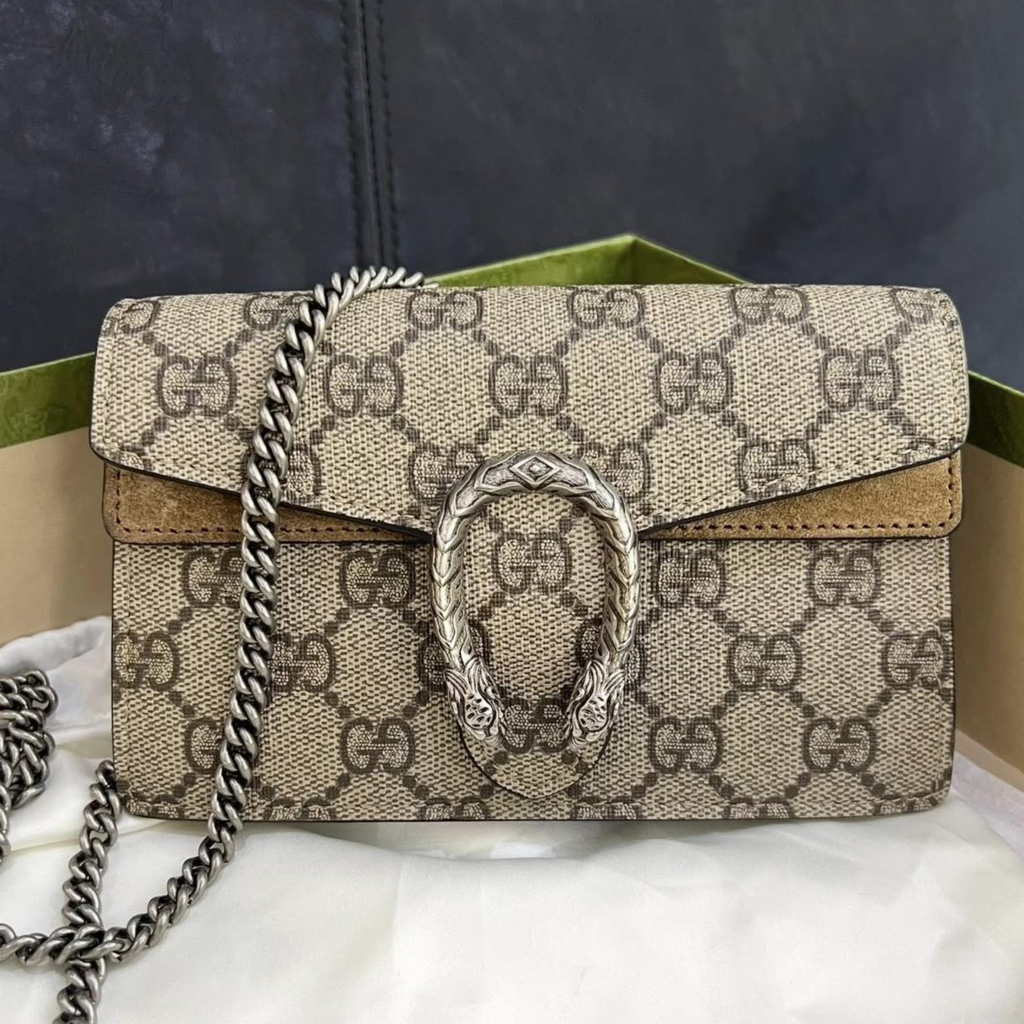 Gucci Dionysus Bag GG Coated Canvas Super Mini 16.5cm/6.5in