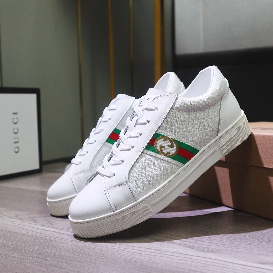 Gucci Gg Supreme White Sneaker Gg With Web