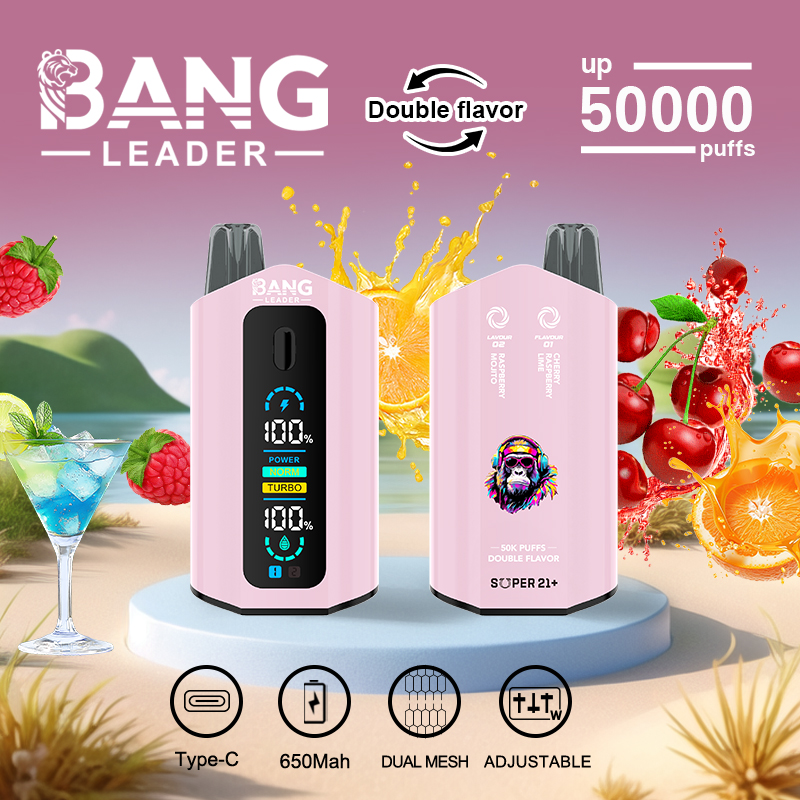 Bang Leader 50K Puffs 2-in-1 Prefilled Vape | Dual Flavor, Adjustable Wattage,  Rechargeable