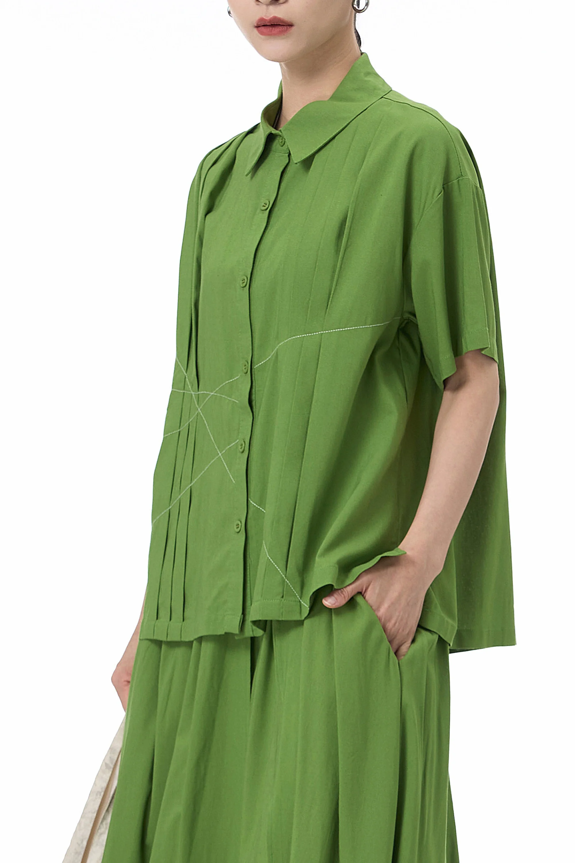 Pistachio Pleat Oversized Shirt