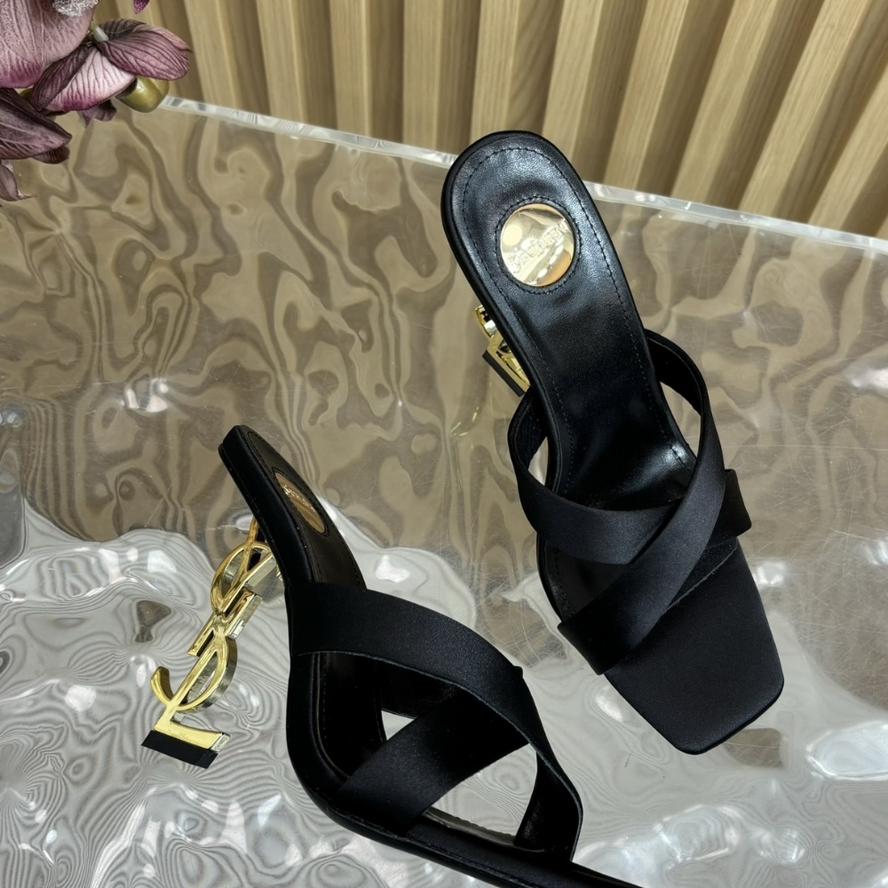 Saint Laurent Opyum Mules In Satin Crepe Black 8189319Qab11000