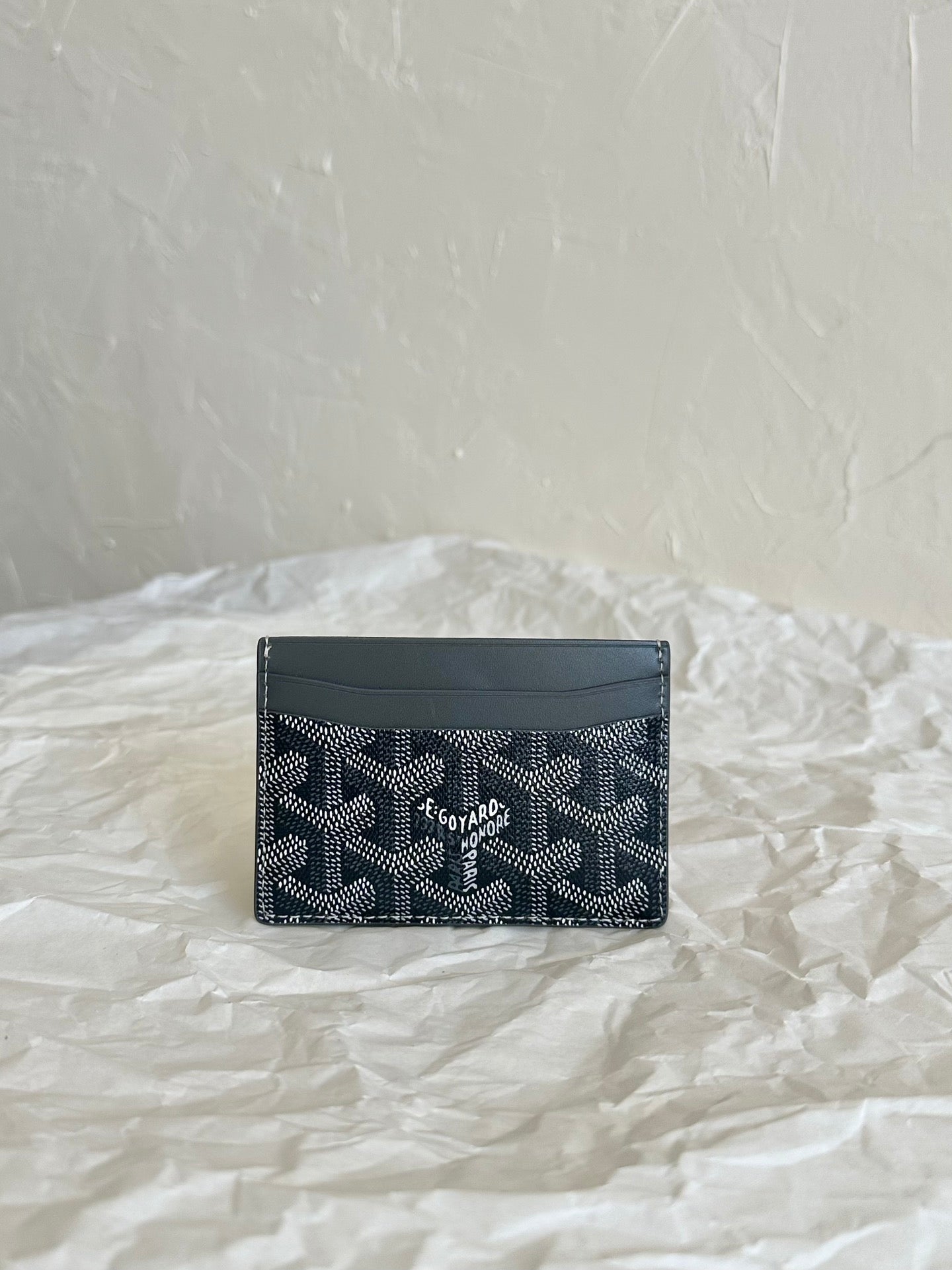 Goyard Saint-Sulpice Card Wallet 10 Cm Grey Black Goyardine Canvas And Calfskin