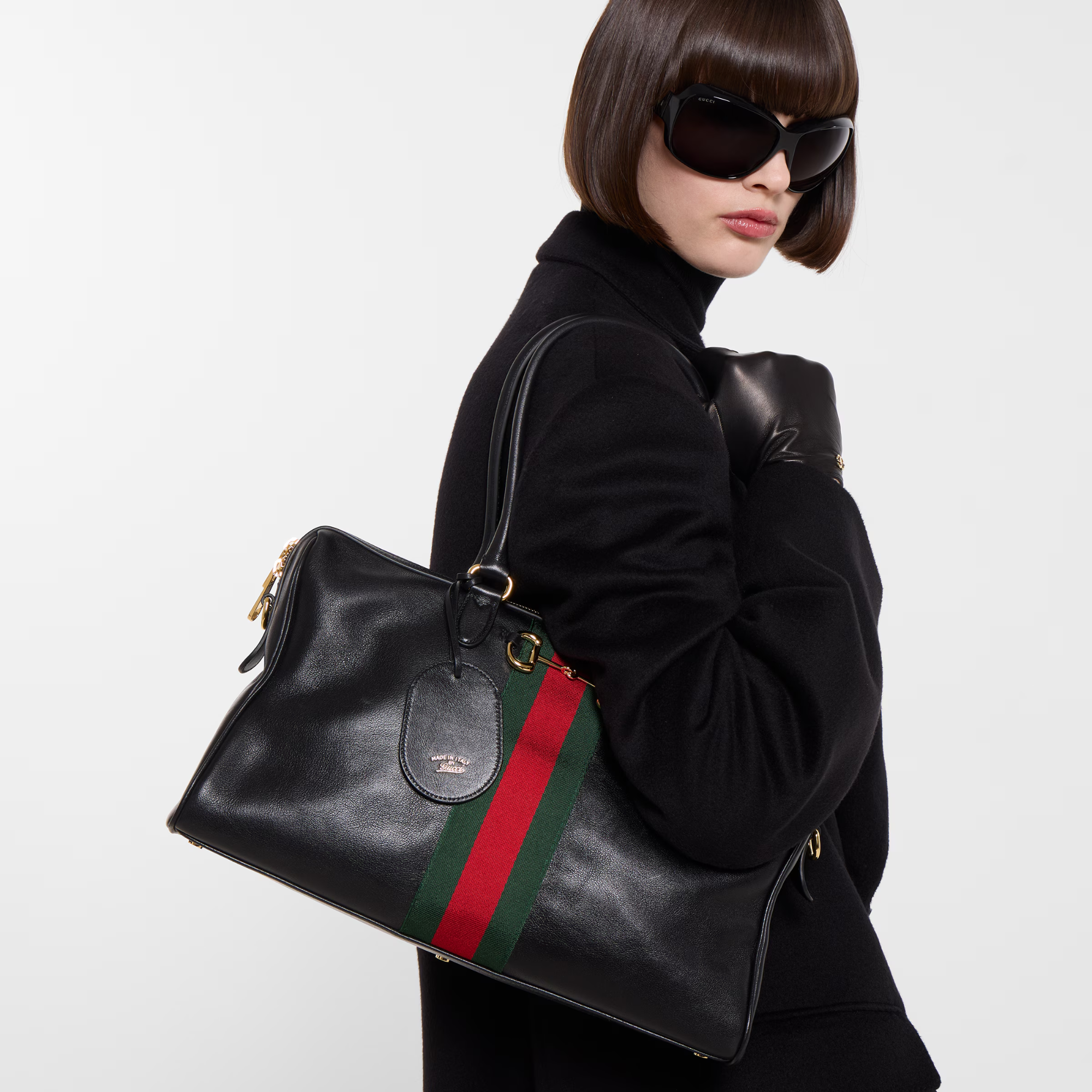 Gucci Borsetto Large Boston Bag Black 38.5cm/15.2in