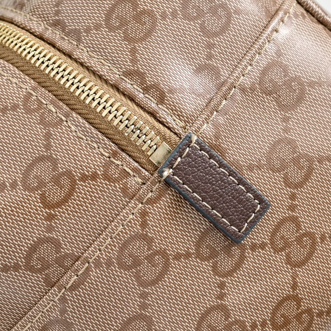 Gucci Melrose Medium Boston Bag 29cm/11.4in Sand And Brown GG Canvas 875228 FAF79 8547