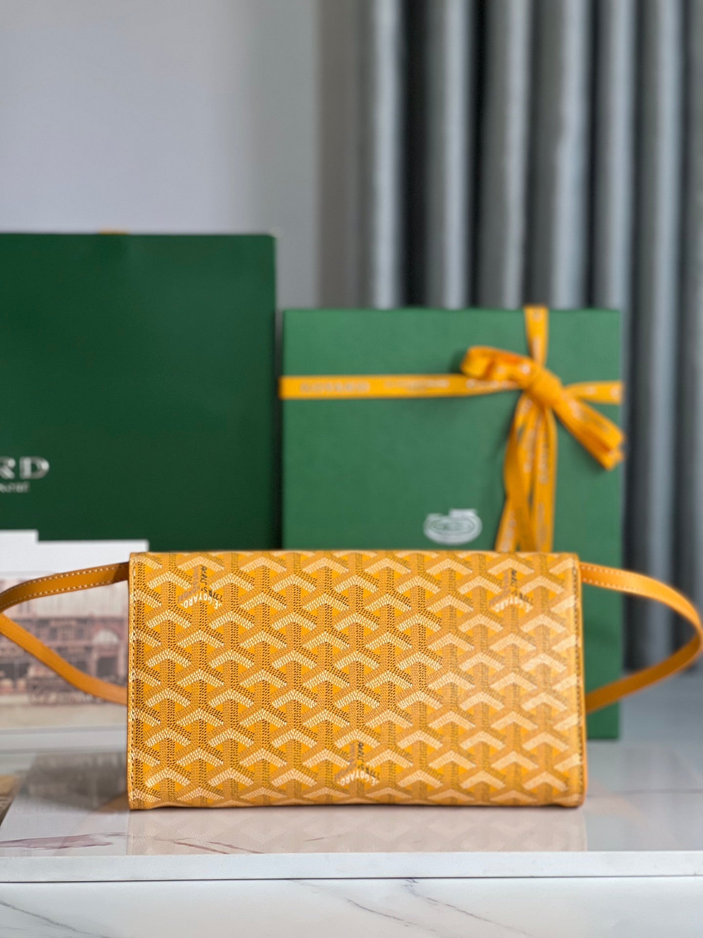Goyard Monte-Carlo Pm Clutch 25cm Yellow Goyardine Canvas