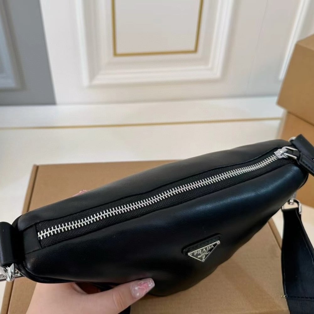 Prada Triangle Shoulder Bag Black 27Cm