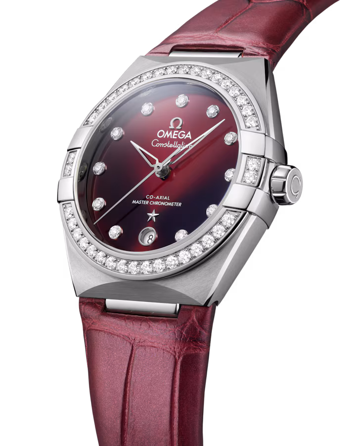 Omega Constellation 36mm Red Dial with Diamonds Stainless Steel Strap 131.18.36.20.61.001