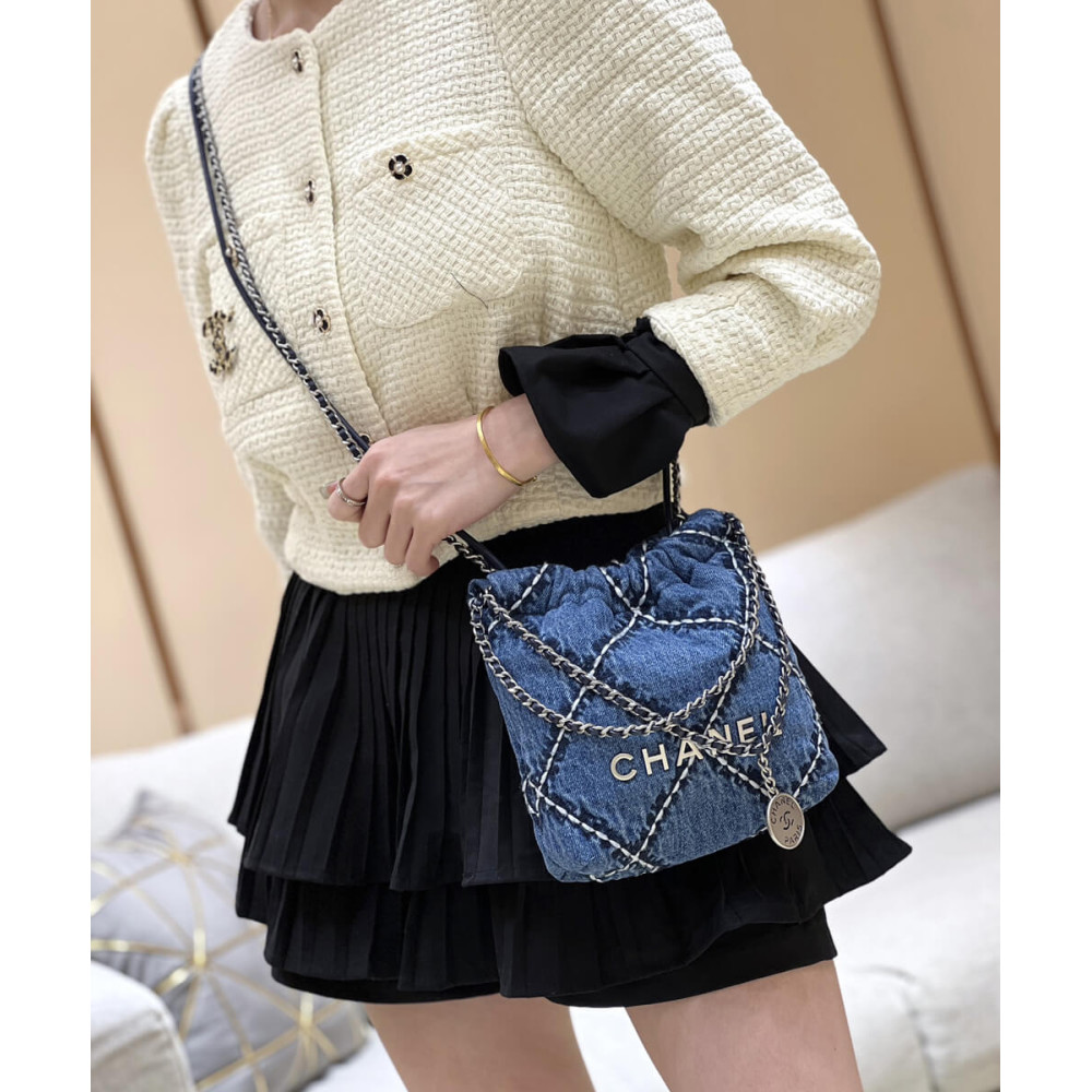 Chanel 22 Mini Handbag in Stitched Denim