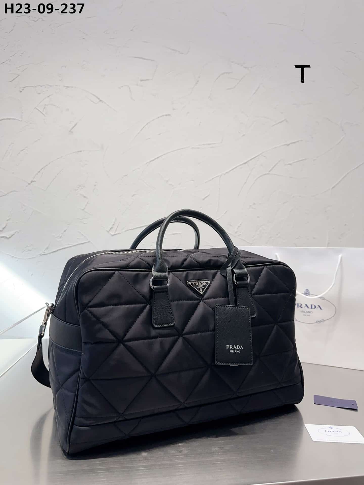 Prada Quilted Re Nylon Travel Bag Black 43Cm