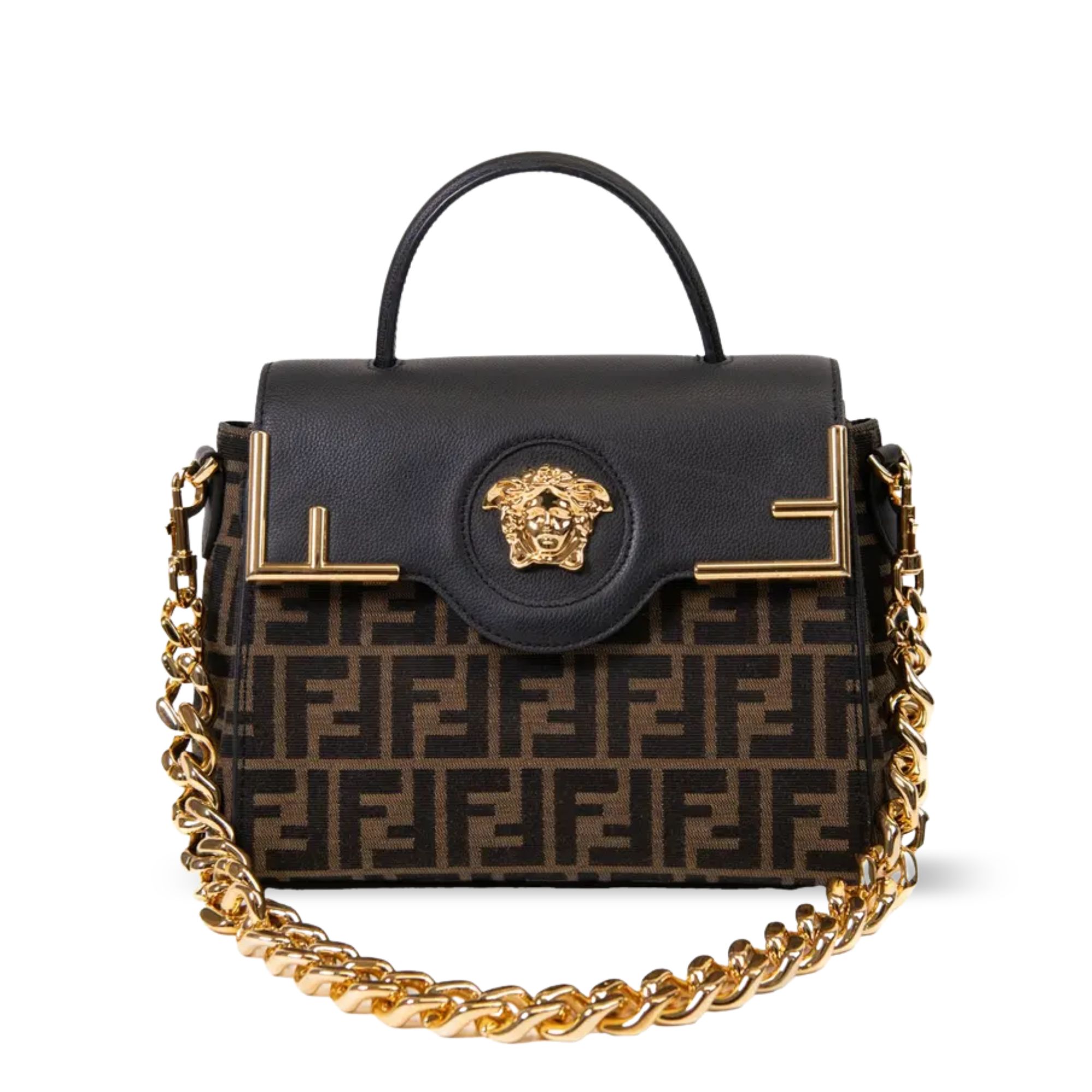 Fendi x Versace Fendace La Medusa Top Handle Bag Zucca Canvas 25cm