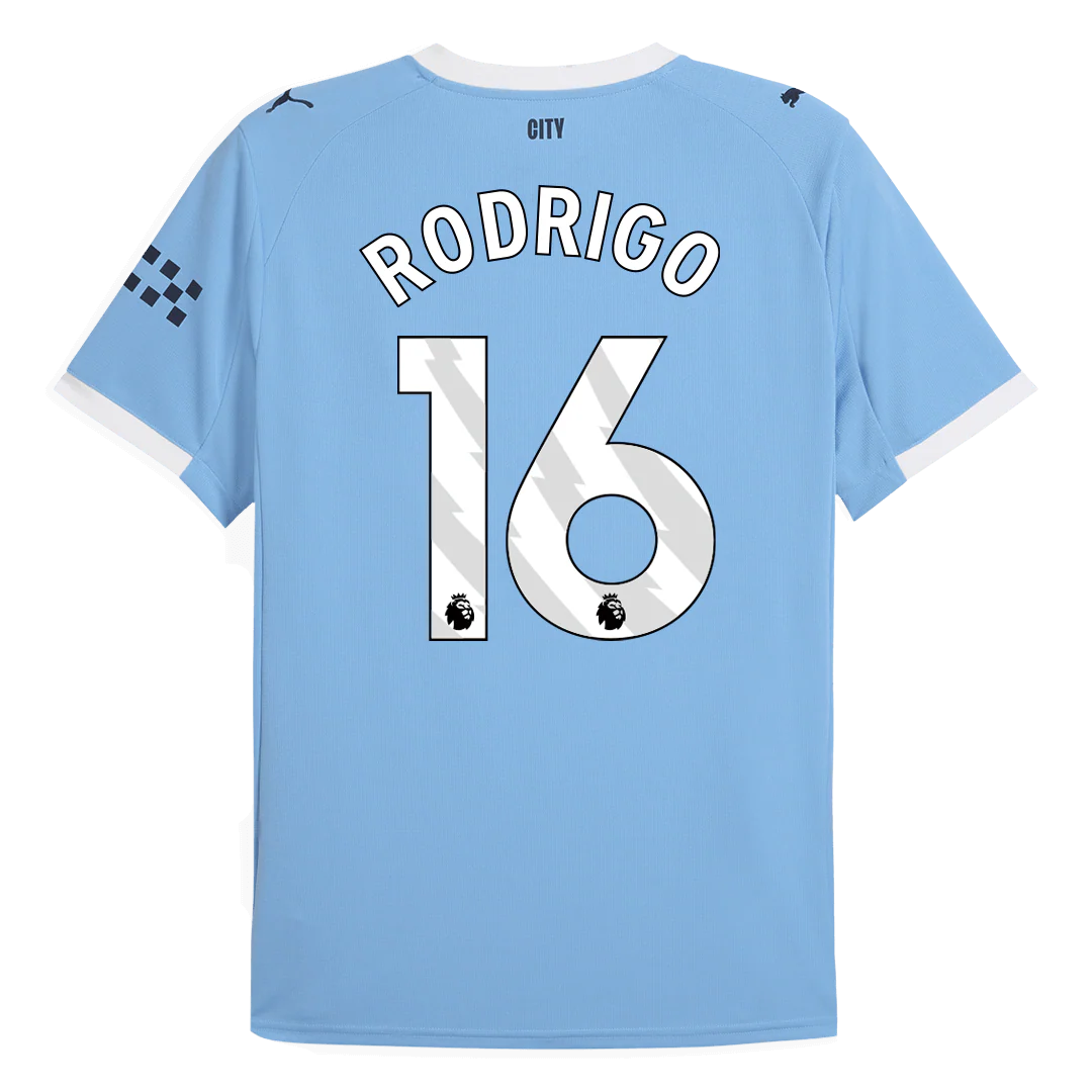 RODRIGO #16 Manchester City Home Soccer Jersey 2025/26 Blue