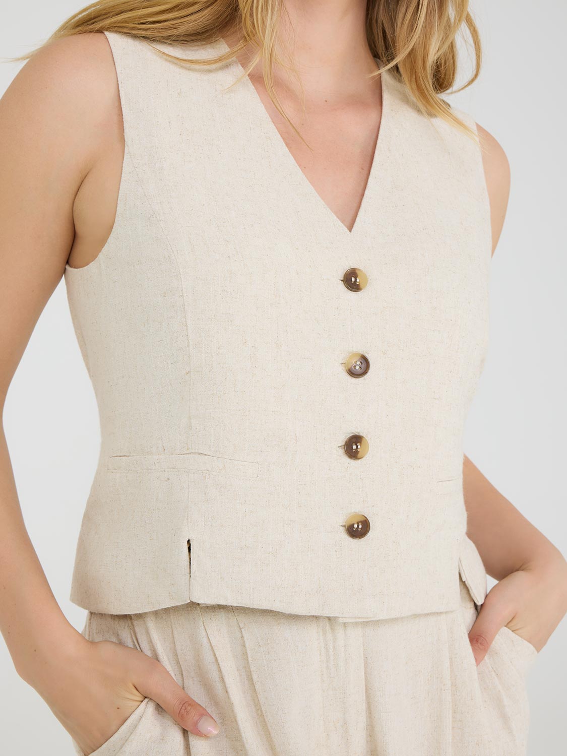 Button-Up Linen Vest