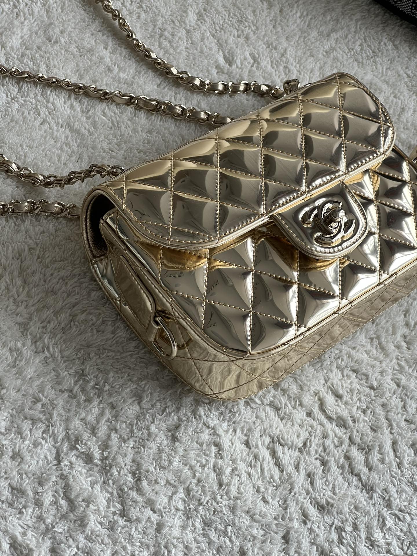 24C Hollywood Boulevard Mini Flap Bag with Star Coin Purse in Gold Mirror Calfskin and Light Gold-Tone Hardware (AS4646)