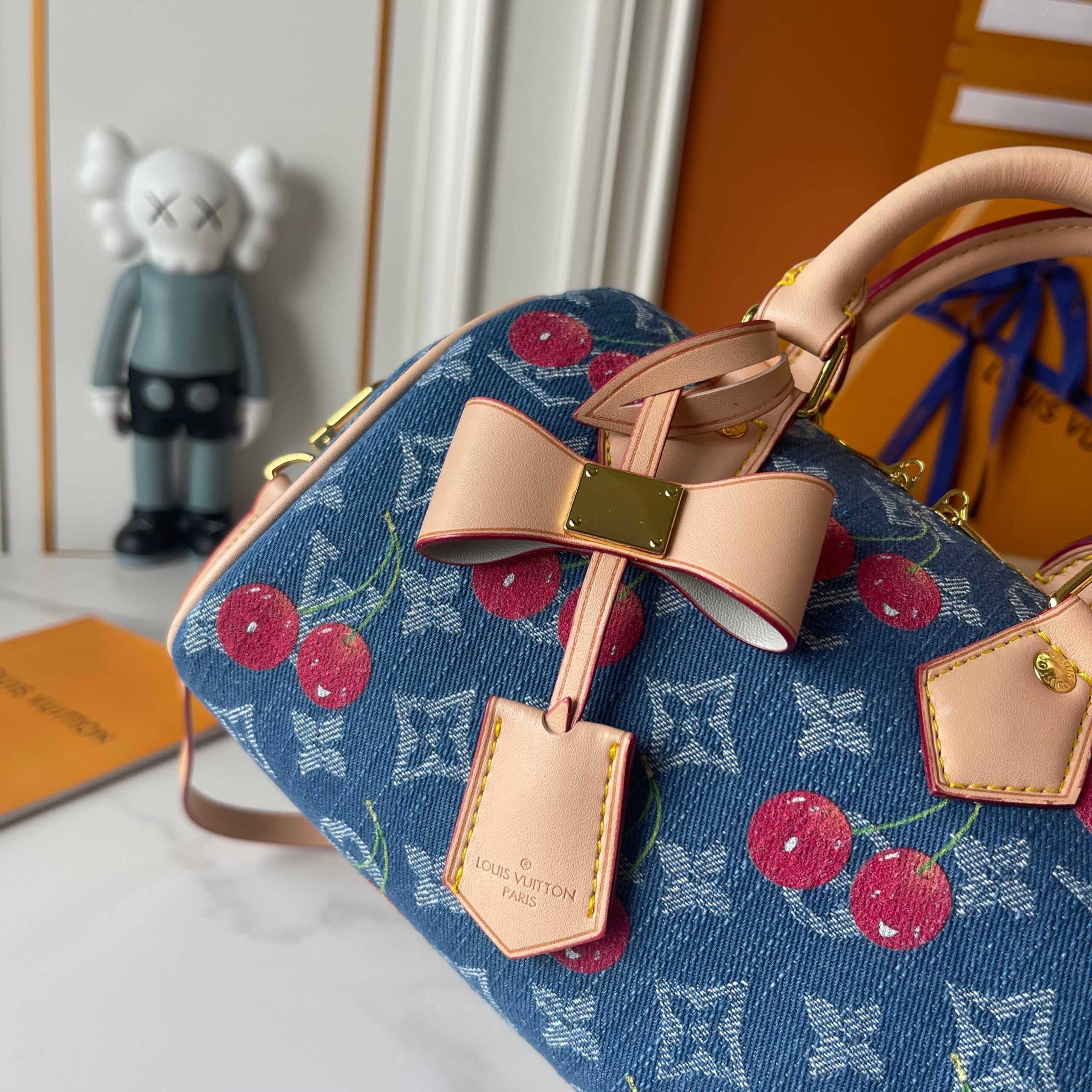 Louis Vuitton X Takashi Murakami Speedy Bandoulière 20 Monogram Denim Blue 20Cm