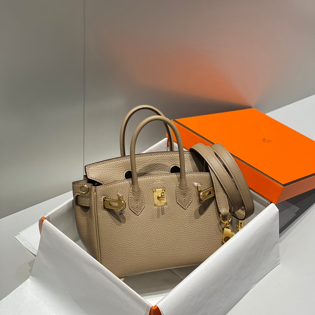 Hermes Birkin 20Cm Gris Tourterelle Togo Leather Gold Hardware