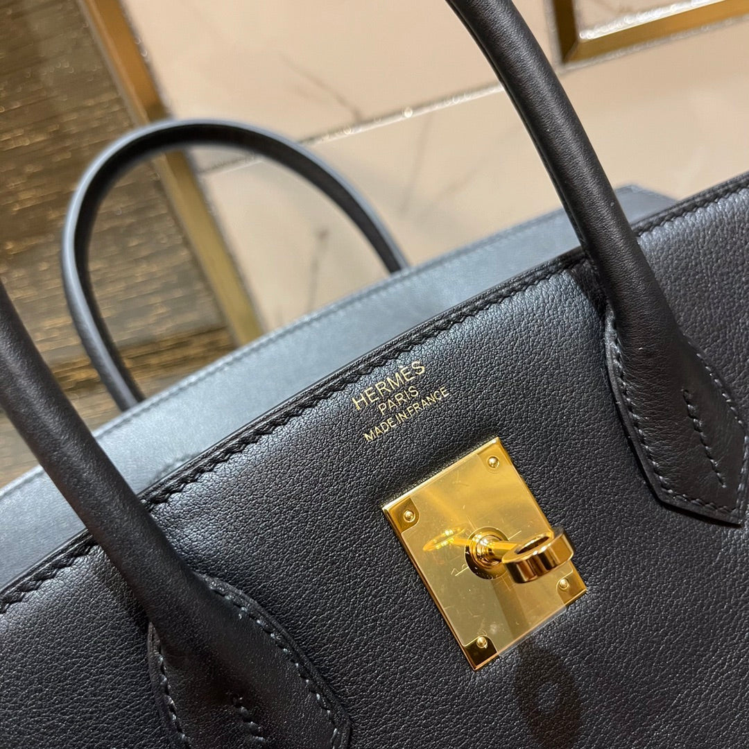 Hermes Birkin 30Cm Black Swift Leather Gold Hardware