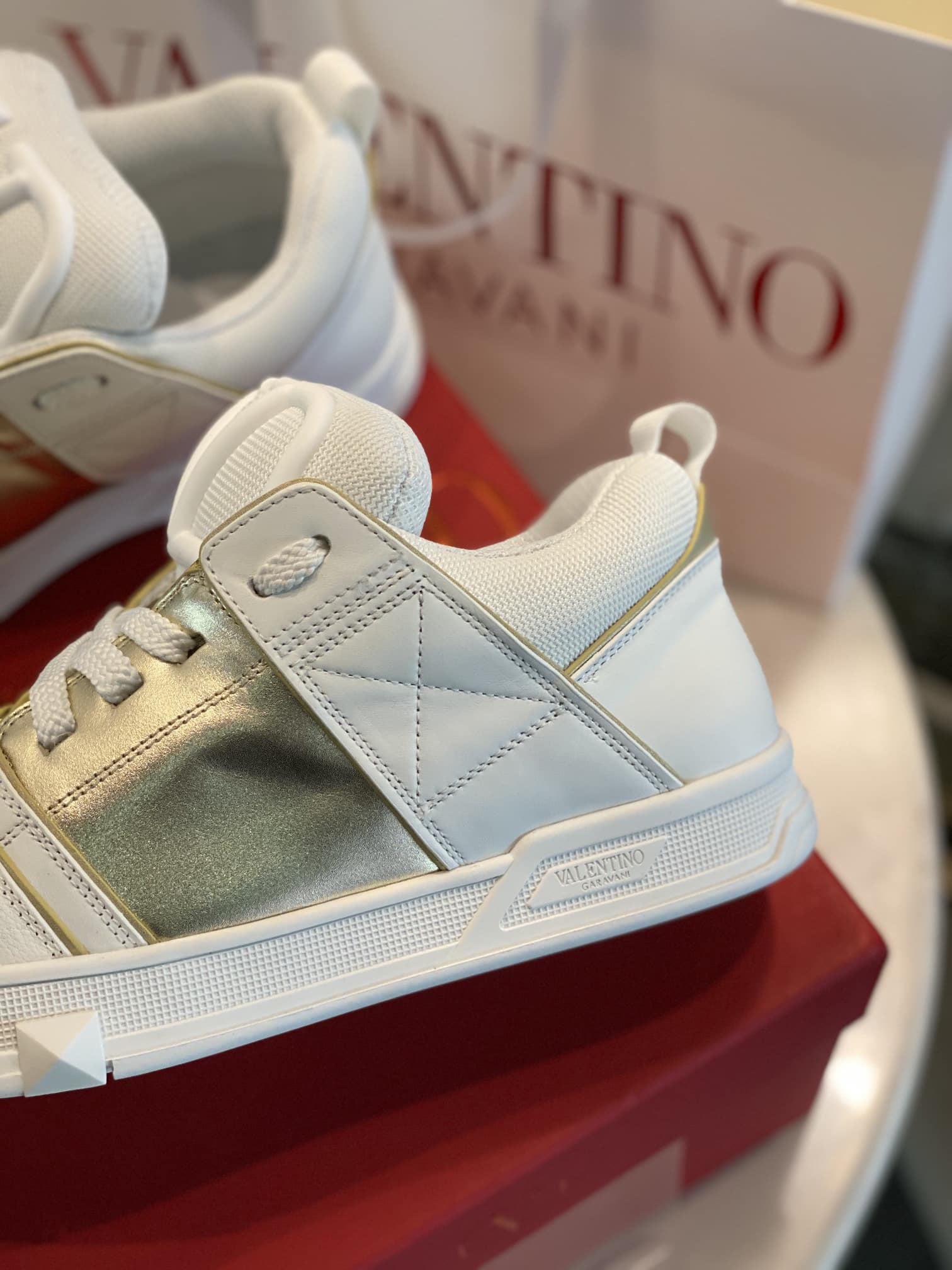 Valentino Garavani Open Skate Sneakers White And Gold