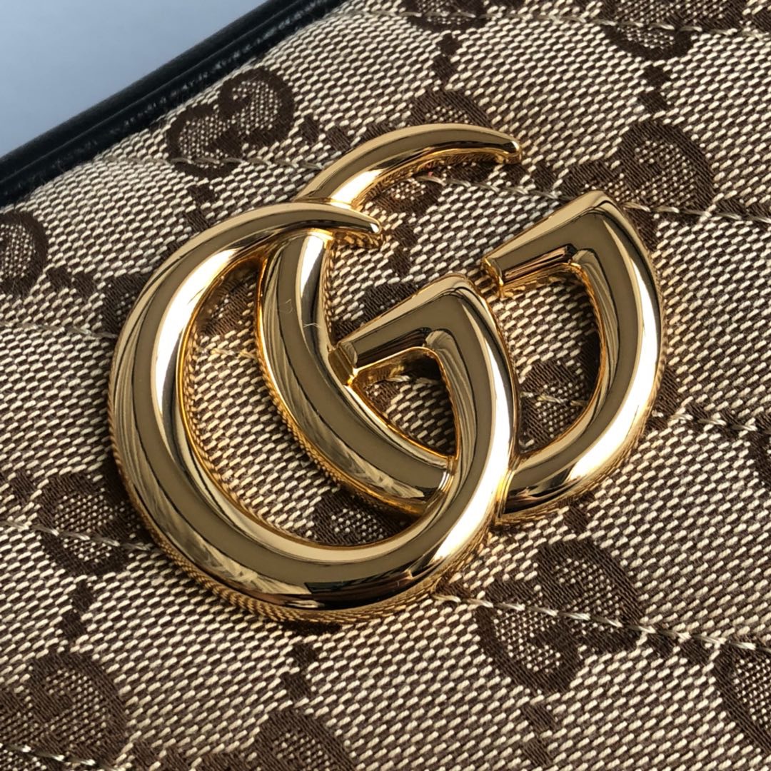 Gucci Gg Marmont Small Shoulder Bag Beige Ebony 24Cm 447632 Hvkeg 9772