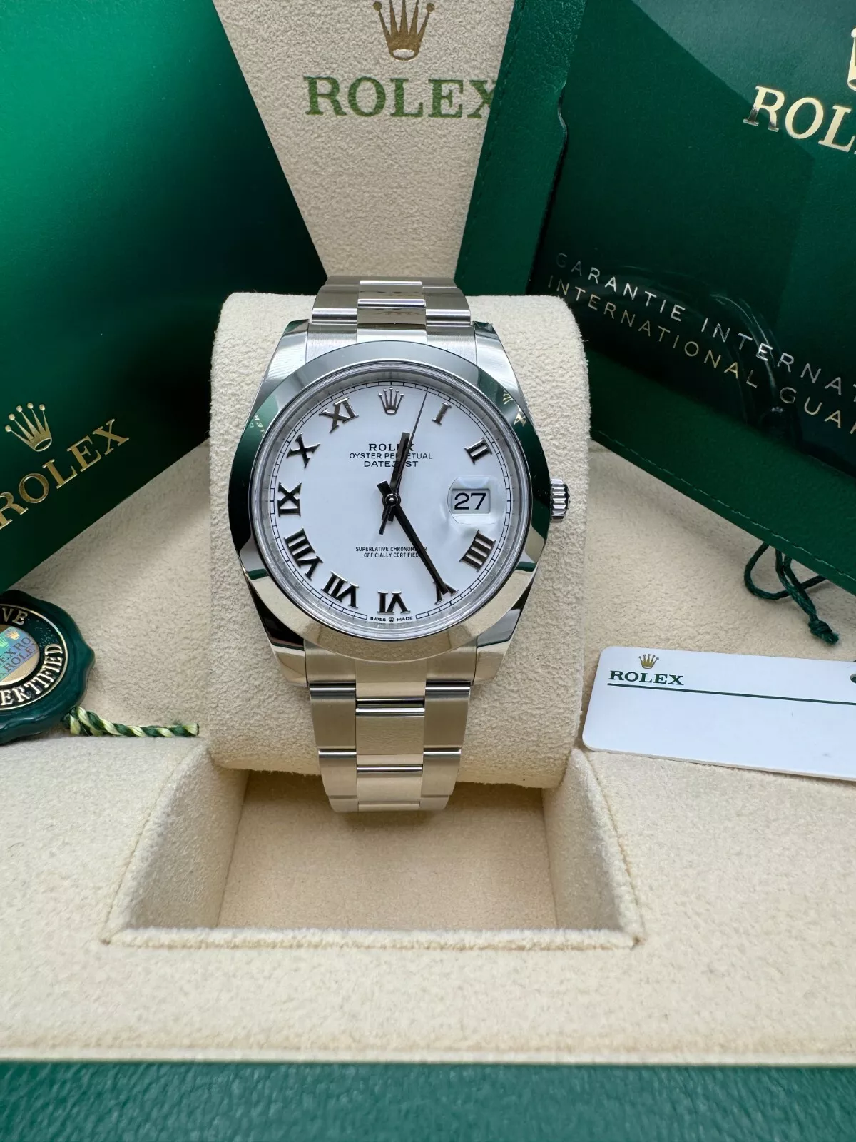 【Super Clone】RLX  Datejust 41mm Smooth Bezel White Roman Oyster - 126300-0015