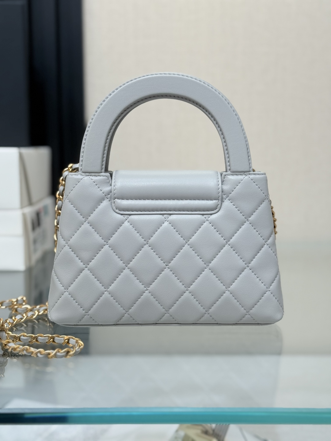 Mini Kelly Bag with Handle（Light Grey）