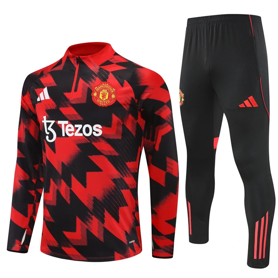 2025-26 Manchester United Red and Black [Camouflage] Long Sleeve Training Suit