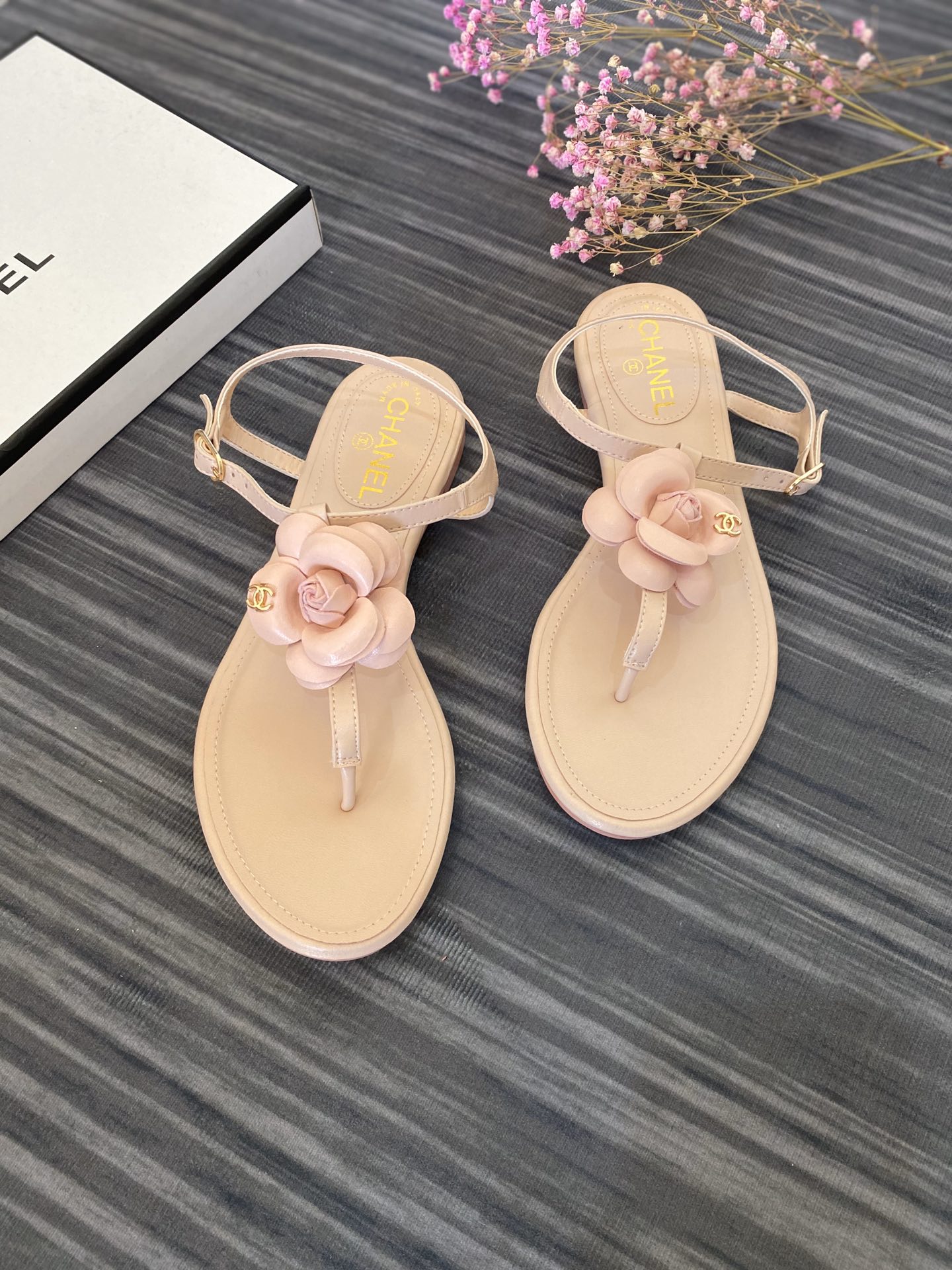 Chanel Jelly Rubber Camellia Sandals Pink