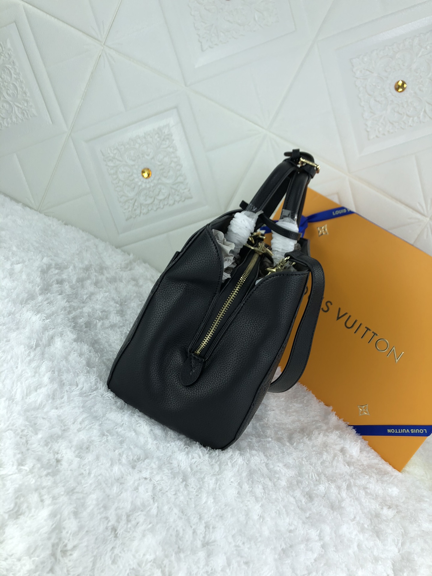 Louis Vuitton Montaigne MM Monogram Empreinte Leather Black 33Cm M41048