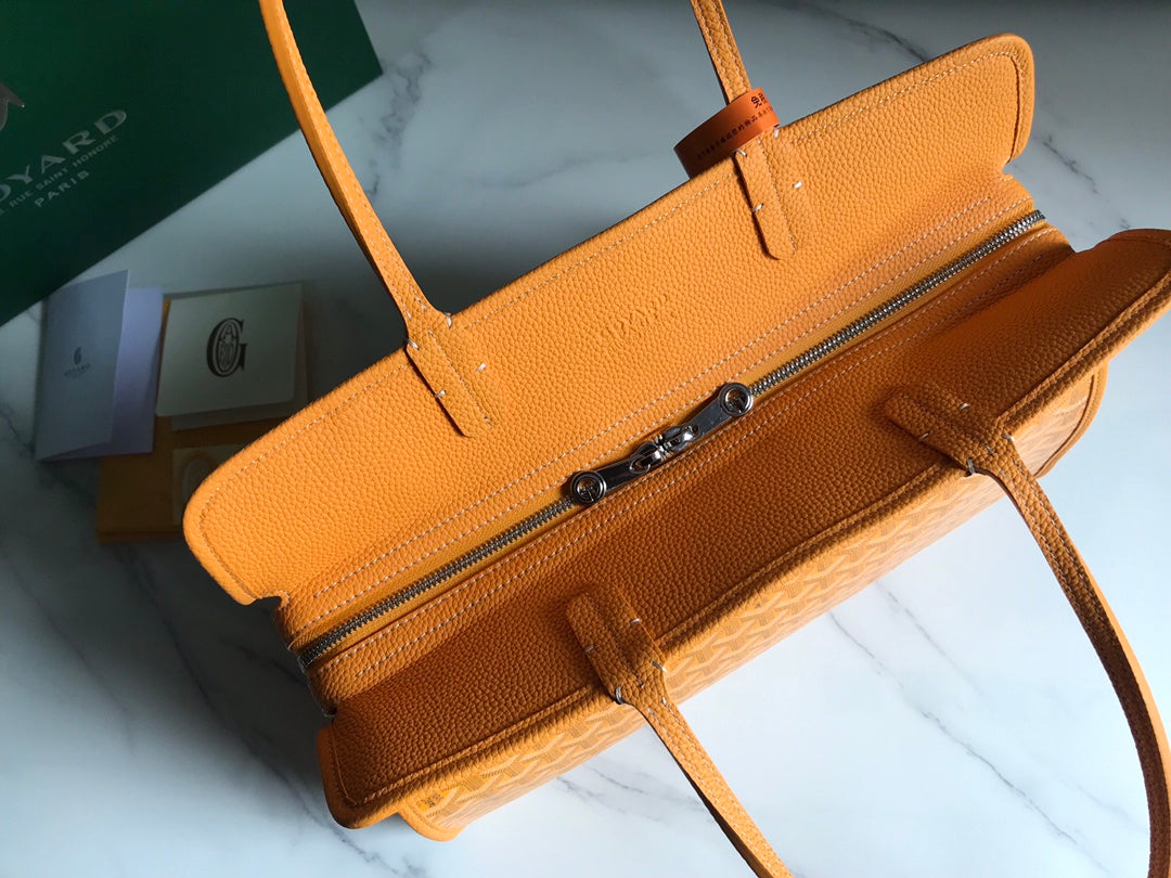 Goyard Hardy Pm Bag 40 Cm Yellow Goyardine Canvas And Taurillon Leather Trim