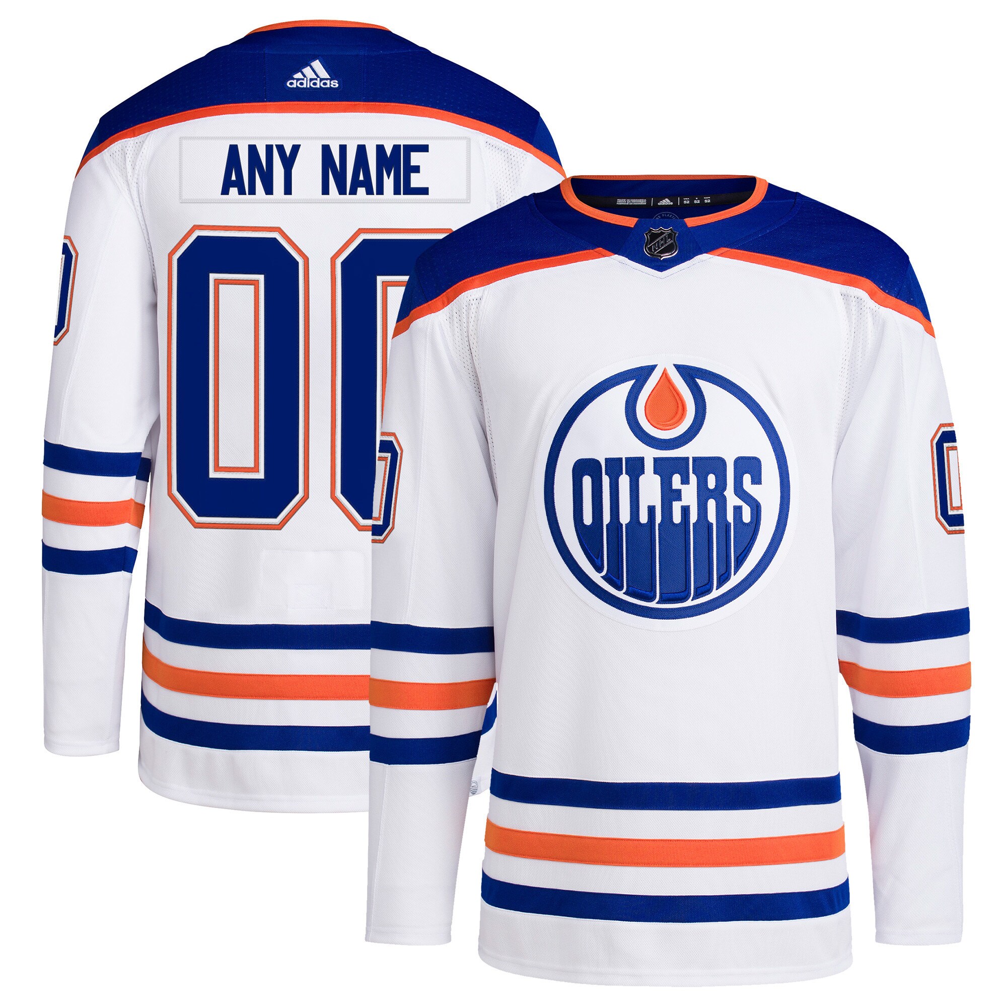 Edmonton Oilers adidas  Away  Primegreen Authentic Custom Jersey – White