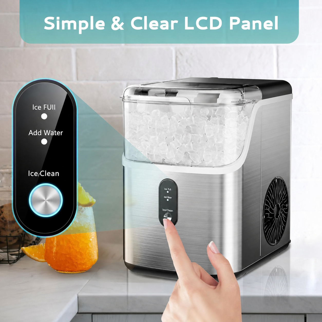 🔥Flash sale- ONLY $29.99🔥Nugget Ice Makers Countertop-Touch Dispensing – 44lbs/Day Production