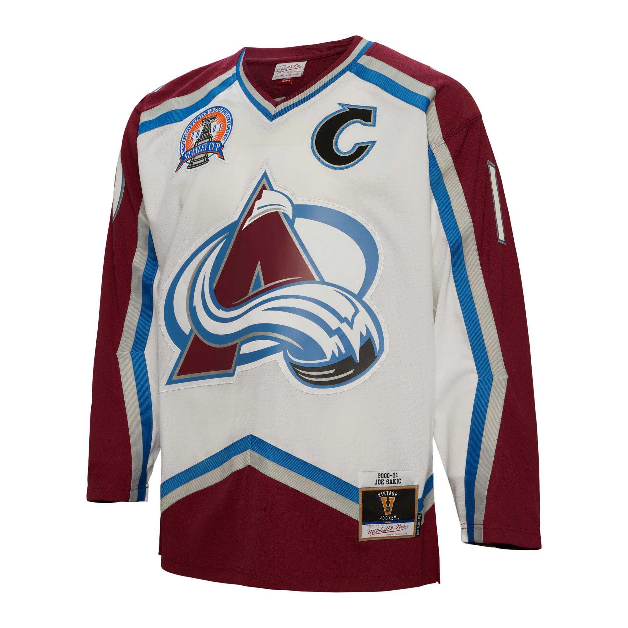 Joe Sakic Colorado Avalanche Mitchell & Ness Captain Patch 2000/01 Blue Line Player Jersey – White