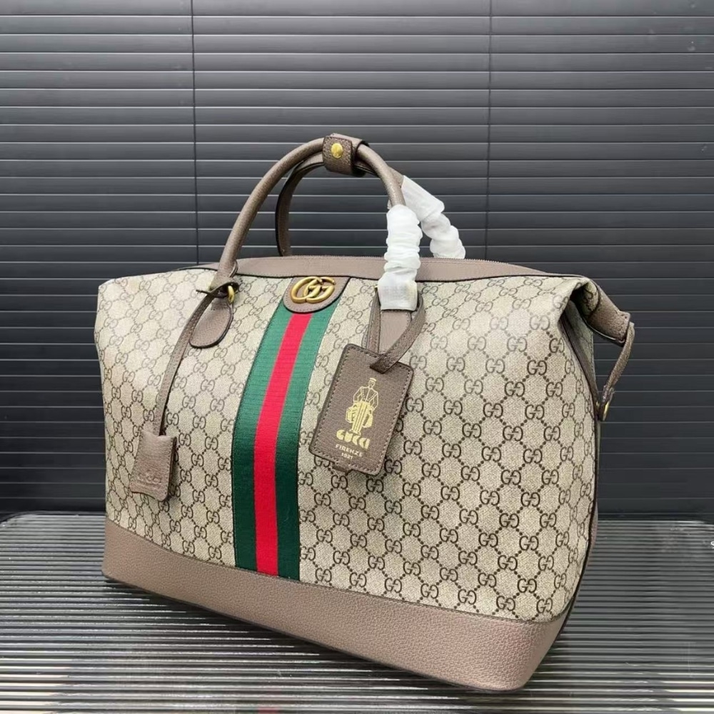 Gucci Savoy Medium Duffle Bag Beige And Dark Brown 43Cm 834469 FAEOI 9746