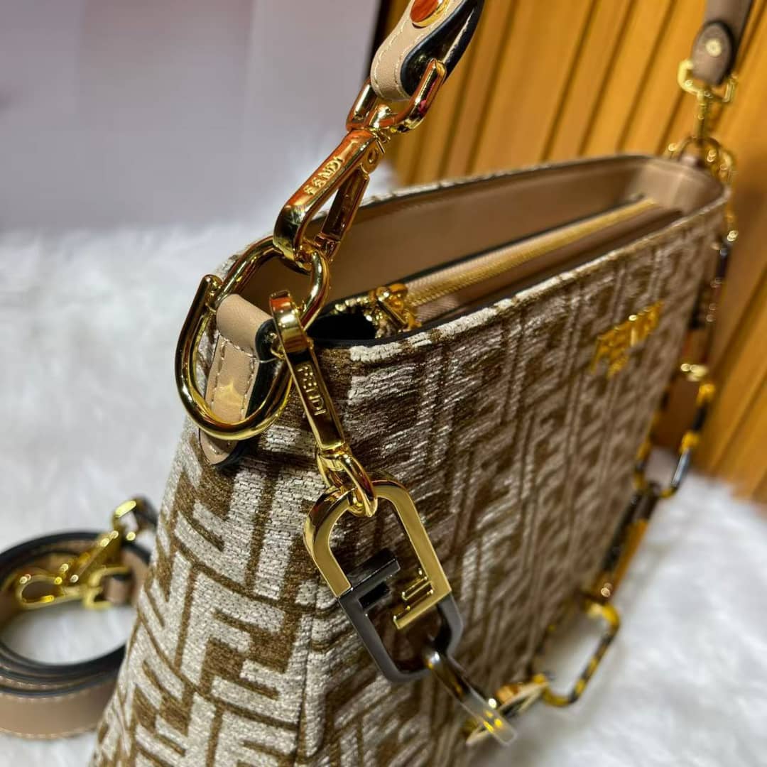 Fendi Olock Zip Dove Browntapestry Fabric Bag 8Br805Alfvf1Iqu