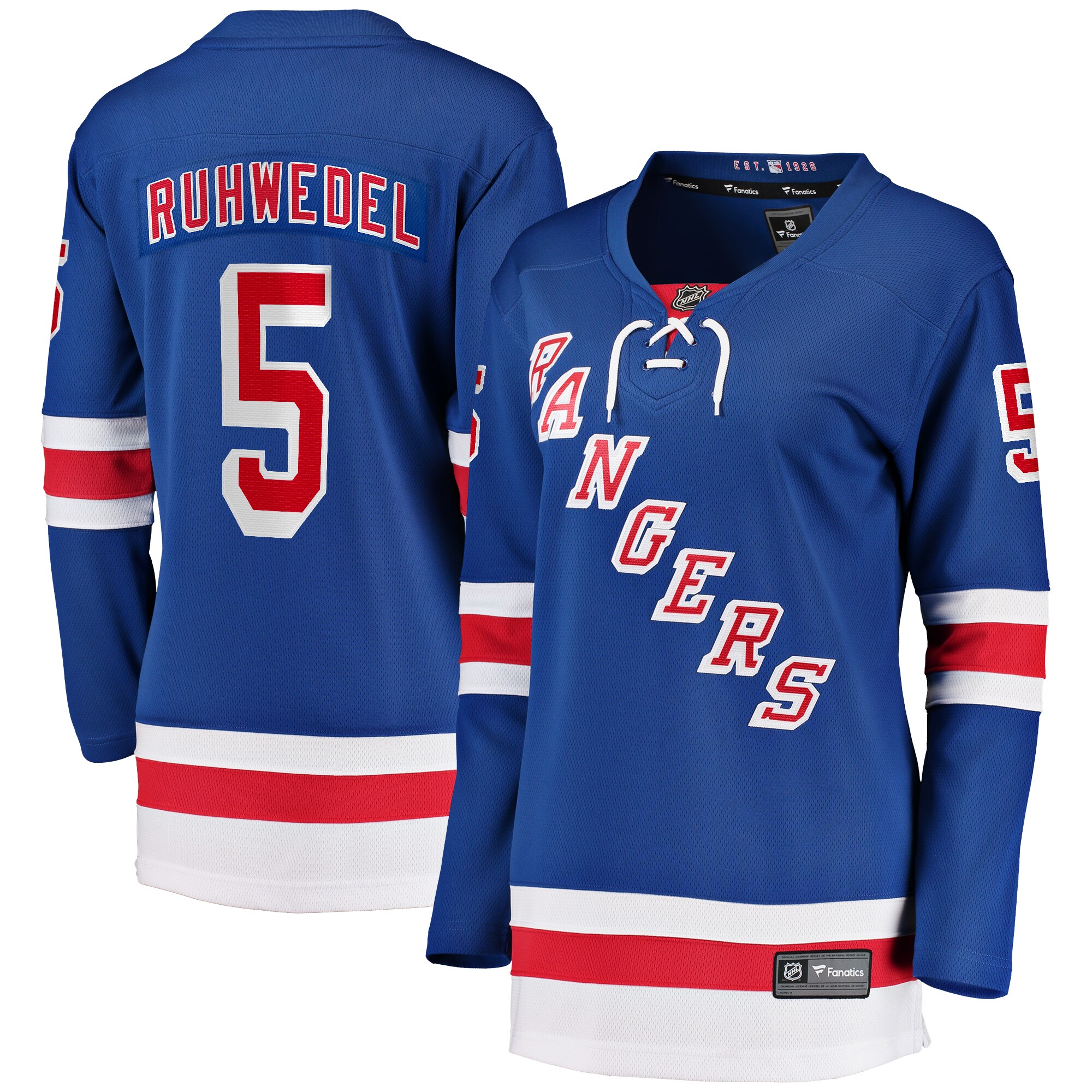 Chad Ruhwedel New York Rangers Fanatics Women’s Home Breakaway Player Jersey – Blue
